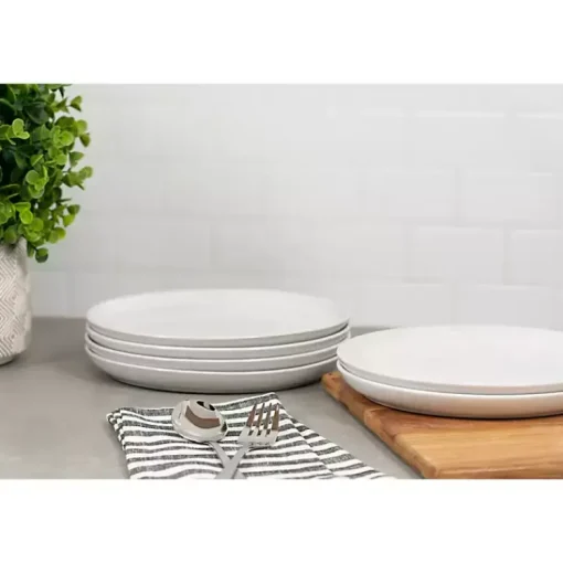 Kirklands Home Dinnerware|Linear Salad Plates, Set of 6 White