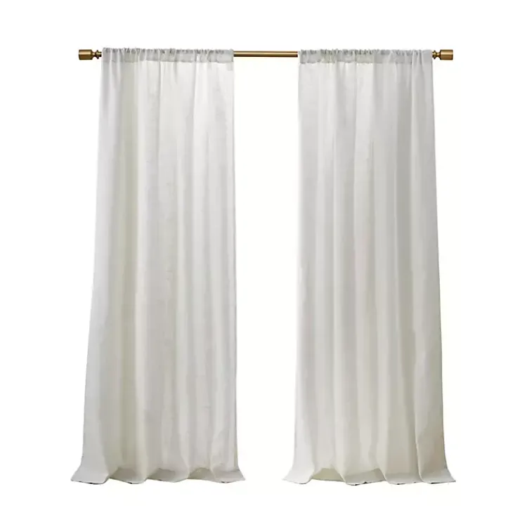 Kirklands Home Curtains & Drapes|Linen Blend Curtain Panel Set, 84 in. White