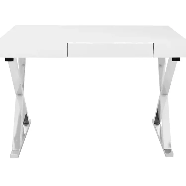 Kirklands Home Office Furniture|Luster Chrome Leg Desk White