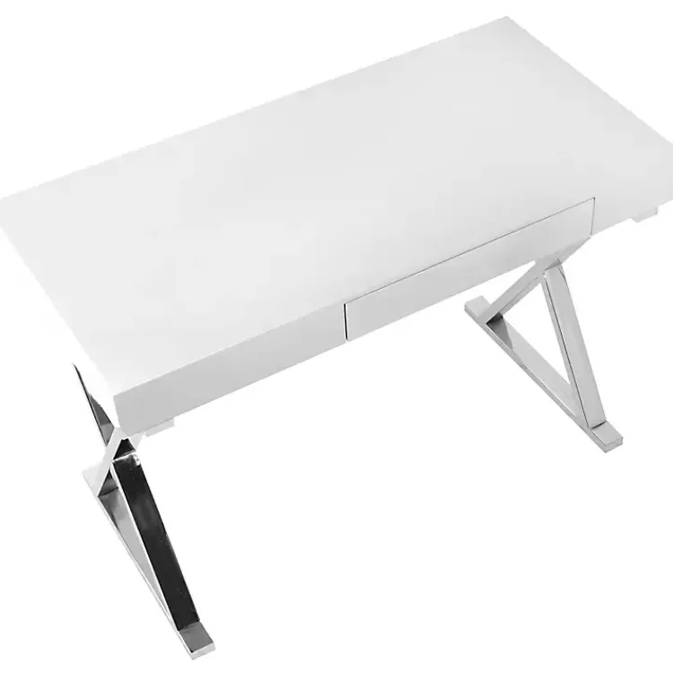 Kirklands Home Office Furniture|Luster Chrome Leg Desk White