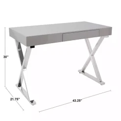 Kirklands Home Office Furniture|Luster Chrome Leg Desk White