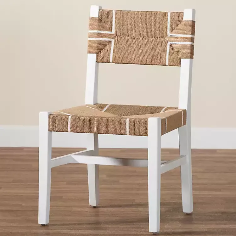 Kirklands Home Dining Chairs|White Mahogany Woven Talli Dining Chair Tan