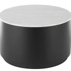 Kirklands Home Coffee Tables|Marble & Black Metal Storage Coffee Table White
