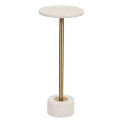 Kirklands Home Accent & End Tables|Marble & Gold Metal Round Cocktail Table White