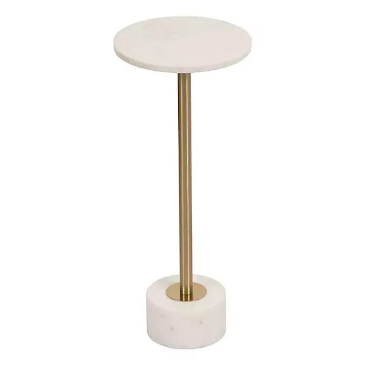 Kirklands Home Accent & End Tables|Marble & Gold Metal Round Cocktail Table White