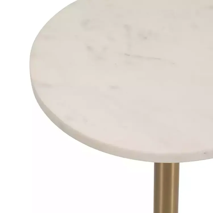 Kirklands Home Accent & End Tables|Marble & Gold Metal Round Cocktail Table White