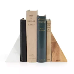 Discount White Marble & Mango Wood Bookends Decorative Accents