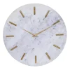 Kirklands Home Clocks|White Marble and Gold Accent Wall Clock, 20 in.