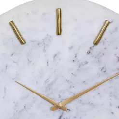Kirklands Home Clocks|White Marble and Gold Accent Wall Clock, 20 in.