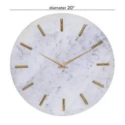 Kirklands Home Clocks|White Marble and Gold Accent Wall Clock, 20 in.