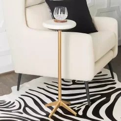 Kirklands Home Accent & End Tables|Marble and Gold Base Cocktail Table White