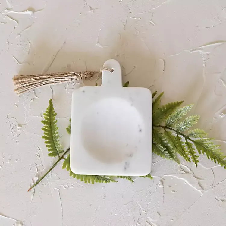 Kirklands Home Kitchen Accessories|Marble and Jute Spoon Rest White