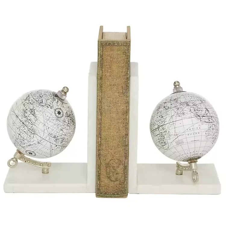 Marble Globe Bookends, Set of 2 Decorative Accents