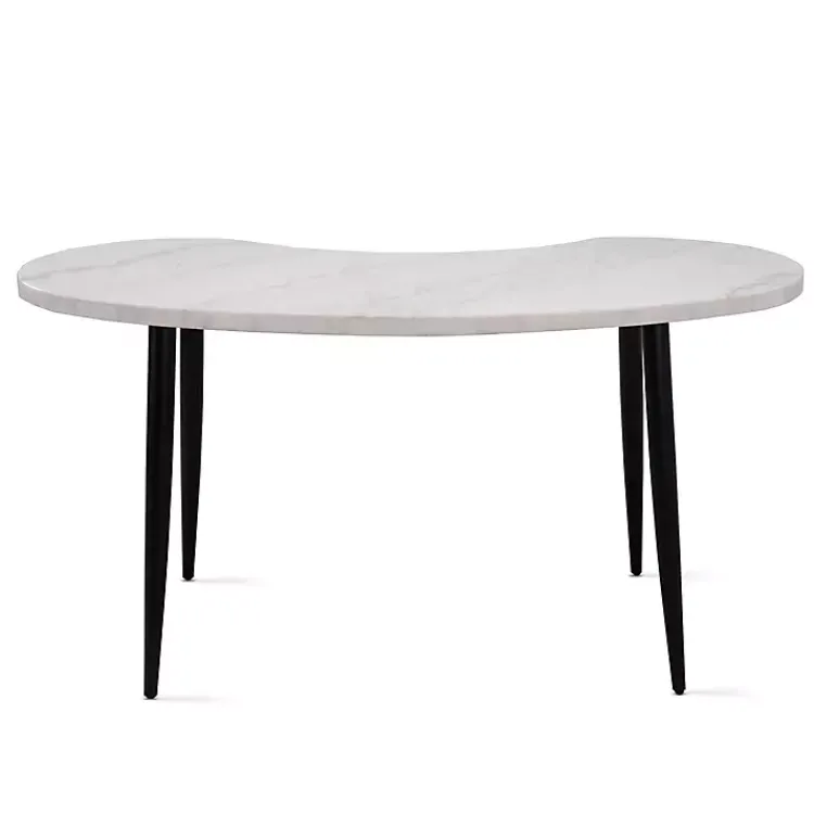 Kirklands Home Office Furniture|White Marble Kidney Shaped Desk