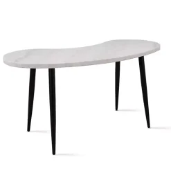 Kirklands Home Office Furniture|White Marble Kidney Shaped Desk