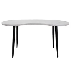 Kirklands Home Office Furniture|White Marble Kidney Shaped Desk