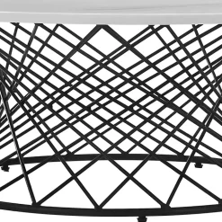 Kirklands Home Coffee Tables|Marble Round Black Loxley Coffee Table White