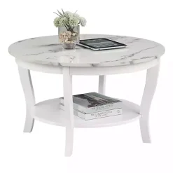 Kirklands Home Accent & End Tables|Marble Round Coffee Table White