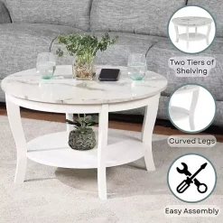 Kirklands Home Accent & End Tables|Marble Round Coffee Table White
