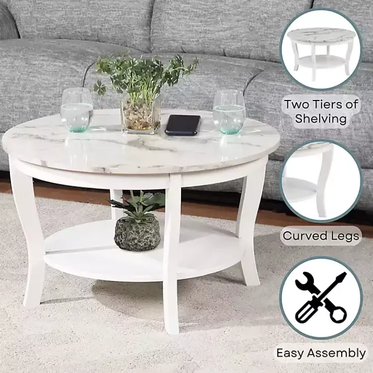 Kirklands Home Accent & End Tables|Marble Round Coffee Table White