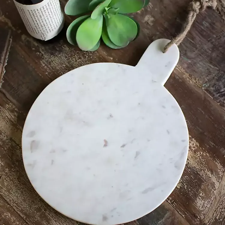 Kirklands Home Serving & Entertaining|Marble Round Cutting Board with Jute Hanger White