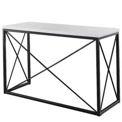 Kirklands Home Console Tables|White Marble Top Sabin Metal Base Sofa Table