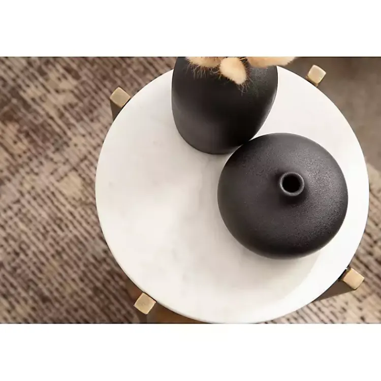 Kirklands Home Accent & End Tables|Marble Walnut Accent Table White