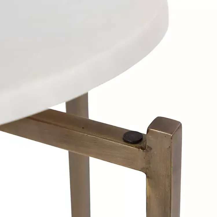 Kirklands Home Accent & End Tables|Marble Walnut Accent Table White