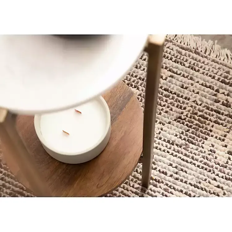 Kirklands Home Accent & End Tables|Marble Walnut Accent Table White