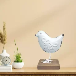 New Metal Bird Statue on Wood Base, 7 in. Statues & Figurines