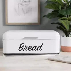 Kirklands Home Kitchen Storage|Metal Bread Box White