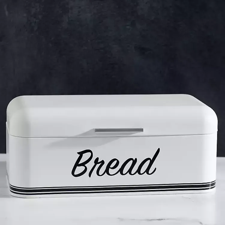 Kirklands Home Kitchen Storage|Metal Bread Box White