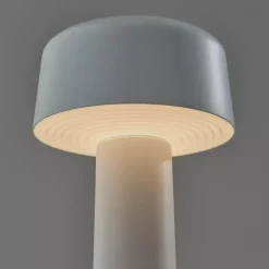 Kirklands Home Outdoor Lighting|Metal Dome Frosted Light Cordless Table Lamp White