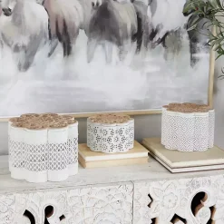 Sale Metal Floral Carved Boxes, Set of 3 Baskets & Boxes