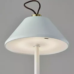 Kirklands Home Outdoor Lighting|Metal Frosted Light Cordless Table Lamp White