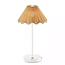 Kirklands Home Outdoor Lighting|Metal Scalloped Shade Cordless Table Lamp White