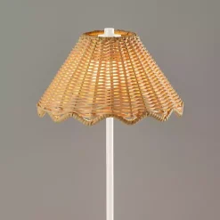 Kirklands Home Outdoor Lighting|Metal Scalloped Shade Cordless Table Lamp White