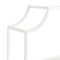 Kirklands Home Shelves|Metal Scalloped 3-Tier Glass Wall Shelf White