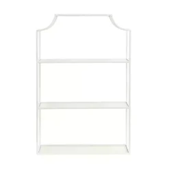 Kirklands Home Shelves|Metal Scalloped 3-Tier Glass Wall Shelf White