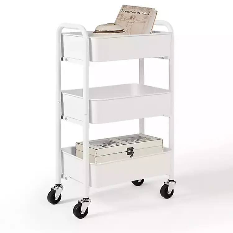 Kirklands Home Kitchen Islands & Bar Carts|Metal 3-Tier Organizer Storage Cart White