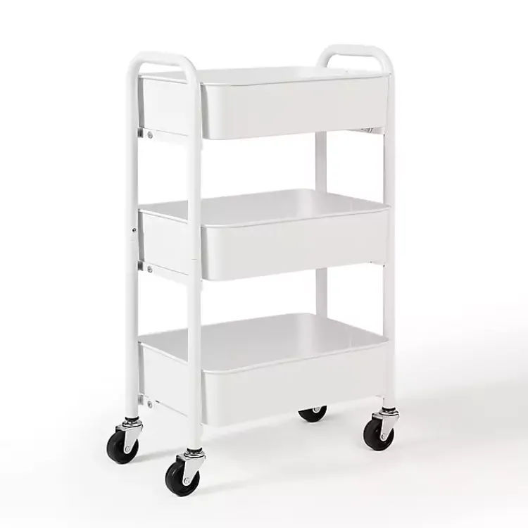 Kirklands Home Kitchen Islands & Bar Carts|Metal 3-Tier Organizer Storage Cart White
