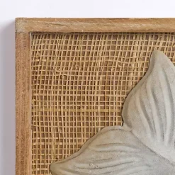 Kirklands Home Wall Plaques|White Metal Whale Rattan Wall Plaque