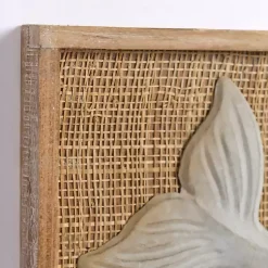 Kirklands Home Wall Plaques|White Metal Whale Rattan Wall Plaque