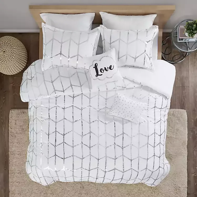Kirklands Home Comforters|White Metallic 5-pc. Full/Queen Comforter Set