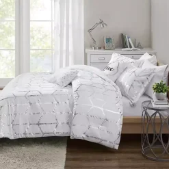 Kirklands Home Comforters|White Metallic 4-pc. Twin/Twin XL Comforter Set