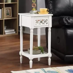 Kirklands Home Accent & End Tables|Mirrored Drawer Square Accent Table White