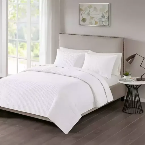 Kirklands Home Bedspreads & Coverlets|Nash 3-pc. Reversible Queen Coverlet Set White