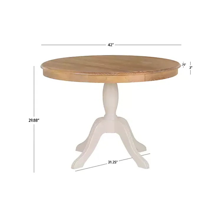 Kirklands Home Dining Tables|White Natural Top Pedestal Dining Table