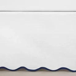 Kirklands Home Bedding Essentials|White Navy Scalloped Coastal Queen Bed Skirt