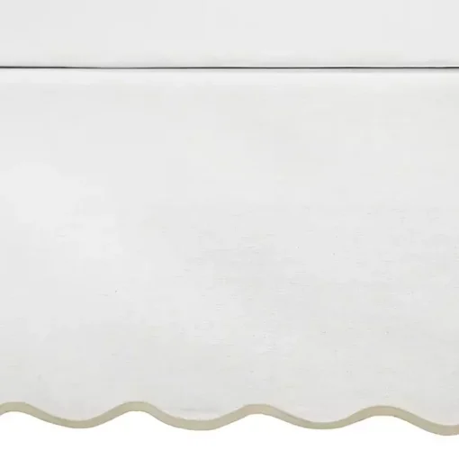 Kirklands Home Bedding Essentials|White Neutral Scalloped Coastal Queen Bed Skirt Tan